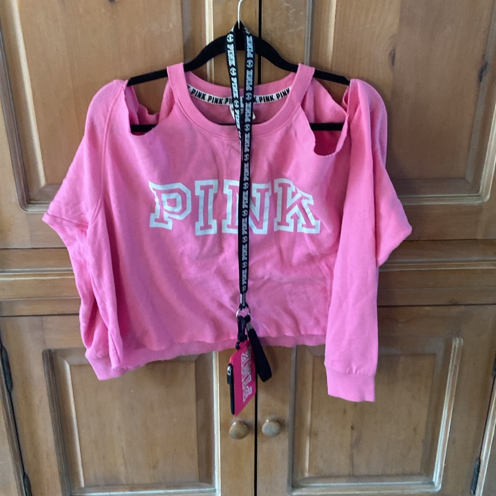 PINK and Sweatshirt & Card Case Key Holder with Lanyard